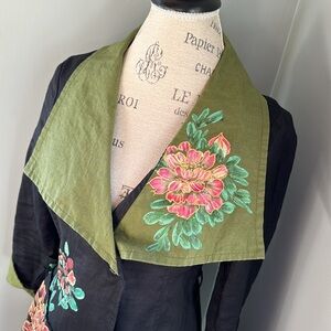 Balizza hand painted cotton trench artisan made EUC size small